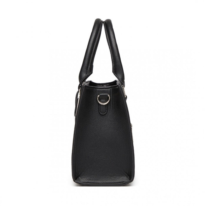 HBM2463 - MISS LULU PU Leather Three-Tone Stitched Shoulder Handbag - Stylish Daily Bag with Adjustable Strap - Pink