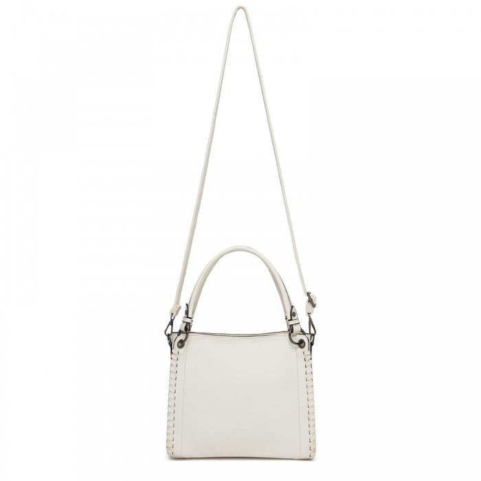HBM2509 - Miss Lulu Textured PU Leather Crossbody Handbag with Woven Accents for Women - Beige