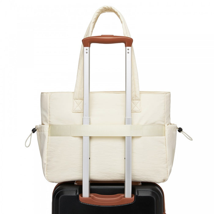 HBM2612 - Miss Lulu Minimalist Durable Shoulder Bag for Work, School & Travel with Laptop Sleeve and Multiple Pockets - Beige