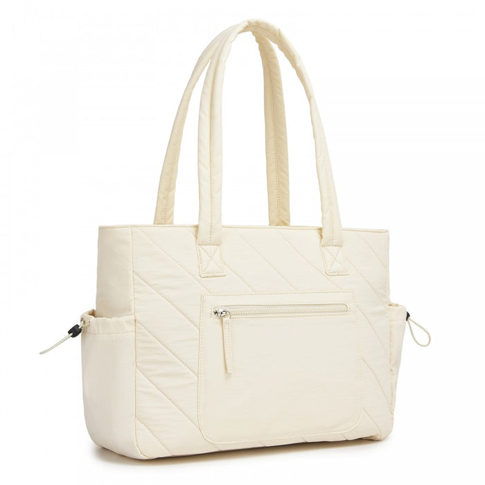HBM2612 - Miss Lulu Minimalist Durable Shoulder Bag for Work, School & Travel with Laptop Sleeve and Multiple Pockets - Beige