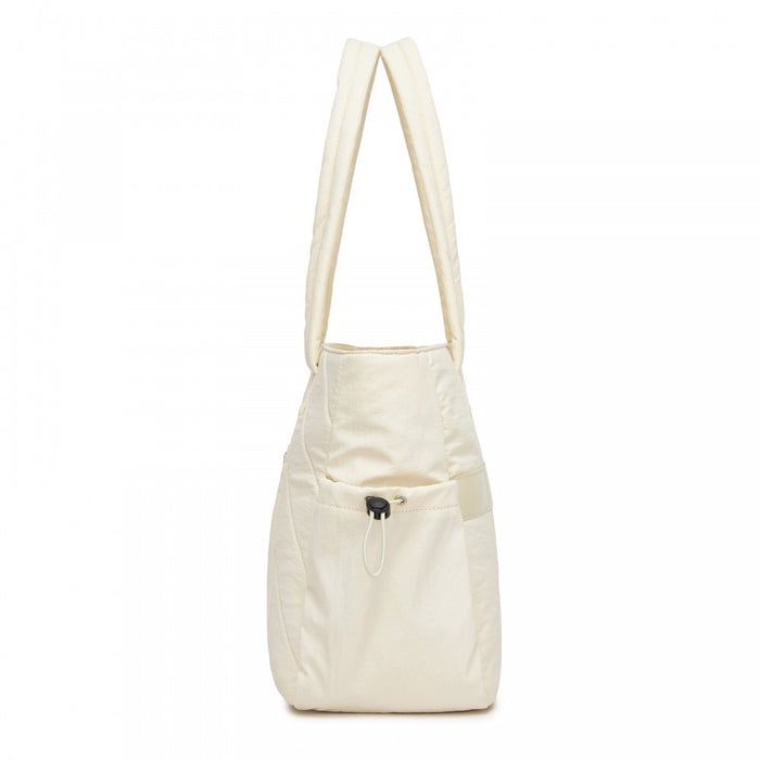 HBM2612 - Miss Lulu Minimalist Durable Shoulder Bag for Work, School & Travel with Laptop Sleeve and Multiple Pockets - Beige