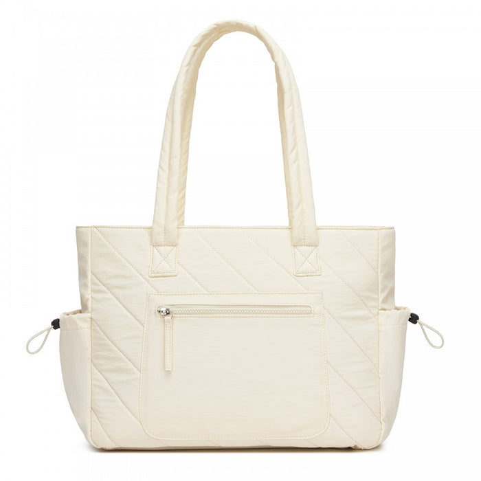 HBM2612 - Miss Lulu Minimalist Durable Shoulder Bag for Work, School & Travel with Laptop Sleeve and Multiple Pockets - Beige