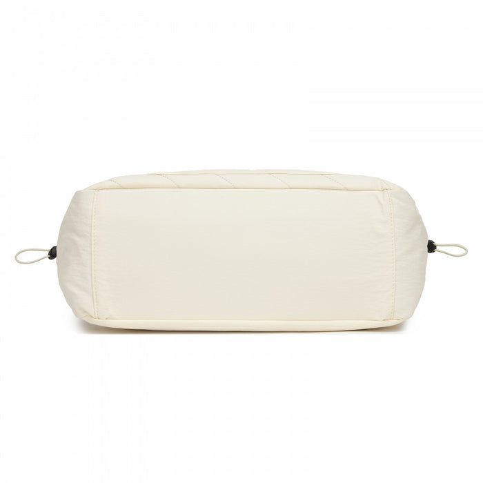 HBM2612 - Miss Lulu Minimalist Durable Shoulder Bag for Work, School & Travel with Laptop Sleeve and Multiple Pockets - Beige