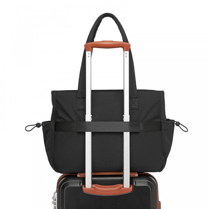 HBM2612 - Miss Lulu Minimalist Durable Shoulder Bag for Work, School & Travel with Laptop Sleeve and Multiple Pockets - Black