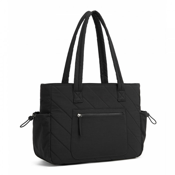 HBM2612 - Miss Lulu Minimalist Durable Shoulder Bag for Work, School & Travel with Laptop Sleeve and Multiple Pockets - Black