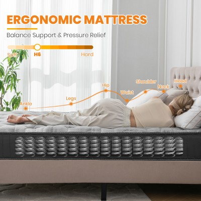 MTS009 - Good Nite 18cm Medium Firm Memory Foam and Bonnell Spring Mattress – Pressure Relief, Cooler Sleep - 135x190x18cm
