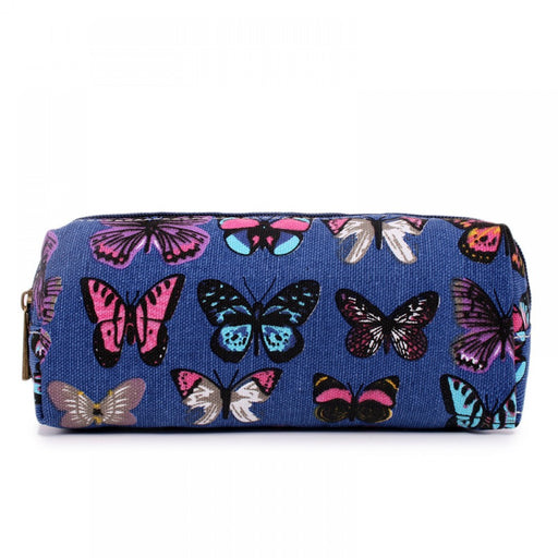 Pc-b - Miss Lulu Canvas Pencil Case Butterfly Navy - Image 1