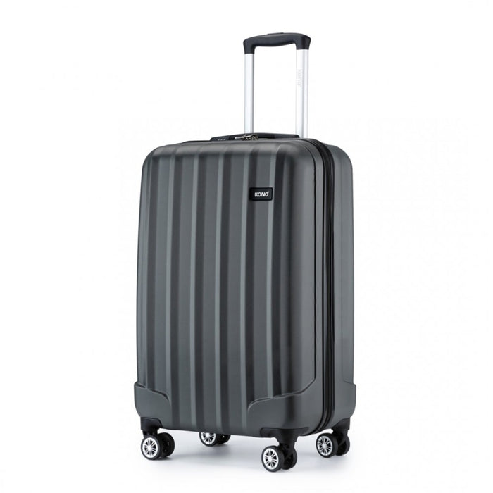 K1773-1L - Kono 19 Inch Cabin Size ABS+PC Hard Shell Luggage with Vertical Stripes - Ideal for Carry-On - Grey