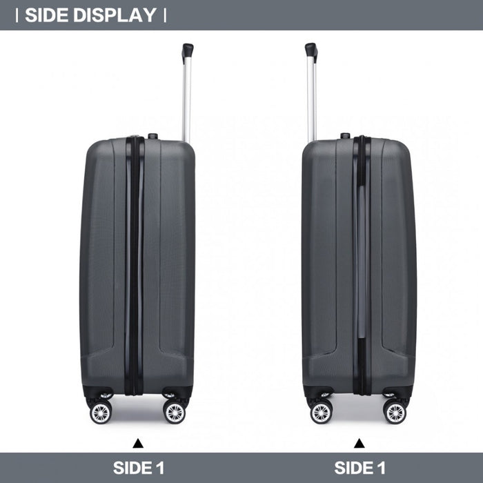 K1773-1L - Kono 19 Inch Cabin Size ABS+PC Hard Shell Luggage with Vertical Stripes - Ideal for Carry-On - Grey