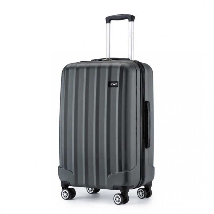 K1773-1L - Kono 28 Inch Striped ABS+PC Hard Shell Luggage with 360-Degree Spinner Wheels - Grey