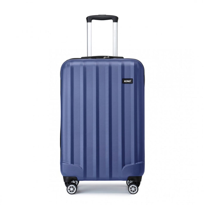 K1773-1L - Kono 19 Inch Cabin Size ABS+PC Hard Shell Luggage with Vertical Stripes - Ideal for Carry-On - Navy