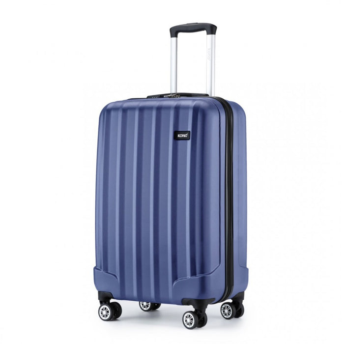 K1773-1L - Kono 19 Inch Cabin Size ABS+PC Hard Shell Luggage with Vertical Stripes - Ideal for Carry-On - Navy