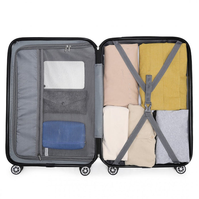 K1773-1L - Kono 28 Inch Striped ABS+PC Hard Shell Luggage with 360-Degree Spinner Wheels - Purple