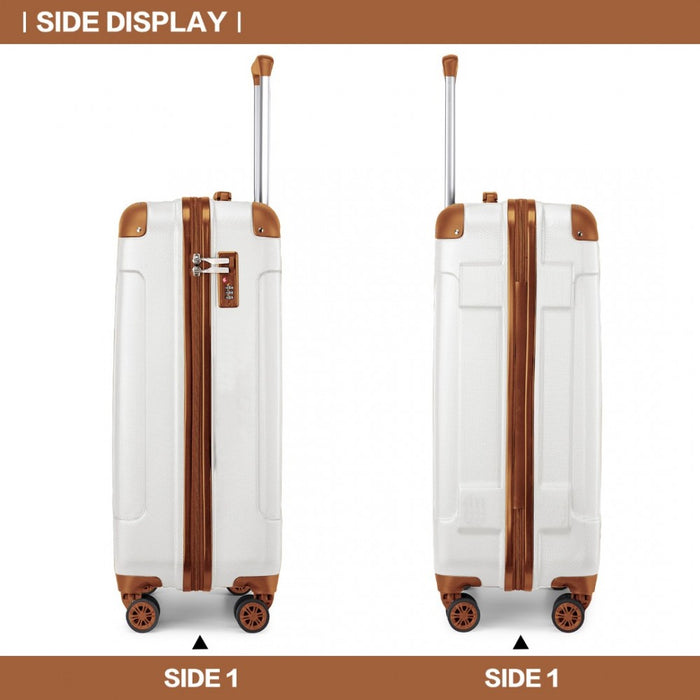 K1777-1L - Kono 19 Inch ABS Lightweight Compact Hard Shell Cabin Suitcase Travel Carry-On Luggage - Cream