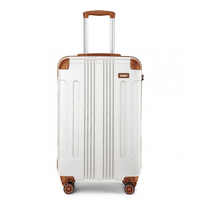 K1777-1L - Kono 19 Inch ABS Lightweight Compact Hard Shell Cabin Suitcase Travel Carry-On Luggage - Cream