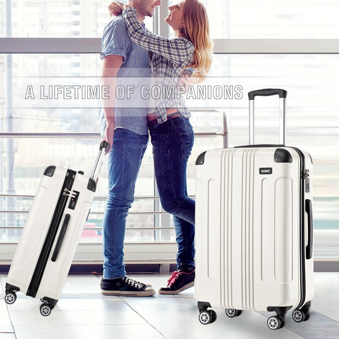 K1777-1L - Kono 28 Inch ABS Lightweight Compact Hard Shell Travel Luggage For Extended Journeys - Beige