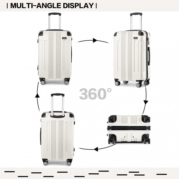 K1777-1L - Kono 19/24/28 Inch 3 Piece Set ABS Lightweight Compact Hard Shell Travel Luggage - Beige