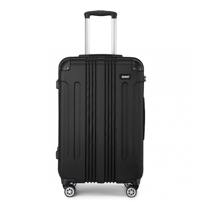 K1777-1L - Kono 24 Inch ABS Lightweight Compact Hard Shell Travel Luggage For Extended Journeys - Black