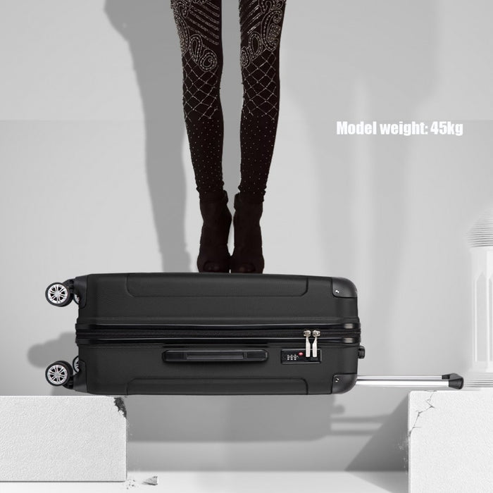 K1777-1L - Kono 24 Inch ABS Lightweight Compact Hard Shell Travel Luggage For Extended Journeys - Black