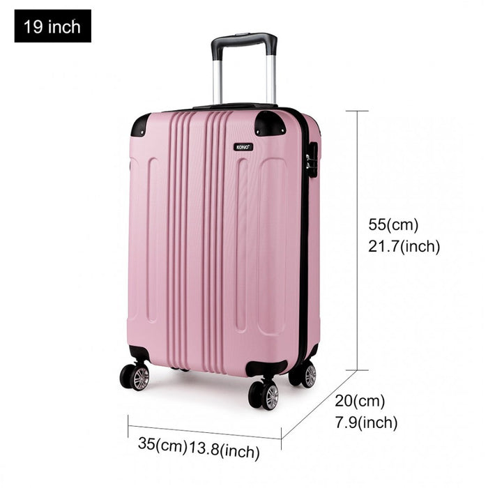 K1777L - Kono 19 Inch ABS Hard Shell Suitcase Luggage - Pink
