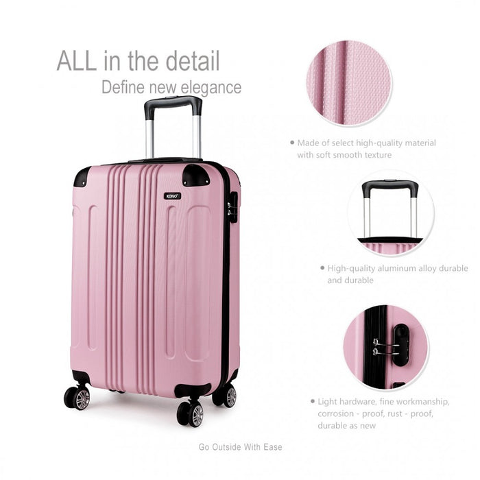 K1777L - Kono 19 Inch ABS Hard Shell Suitcase Luggage - Pink