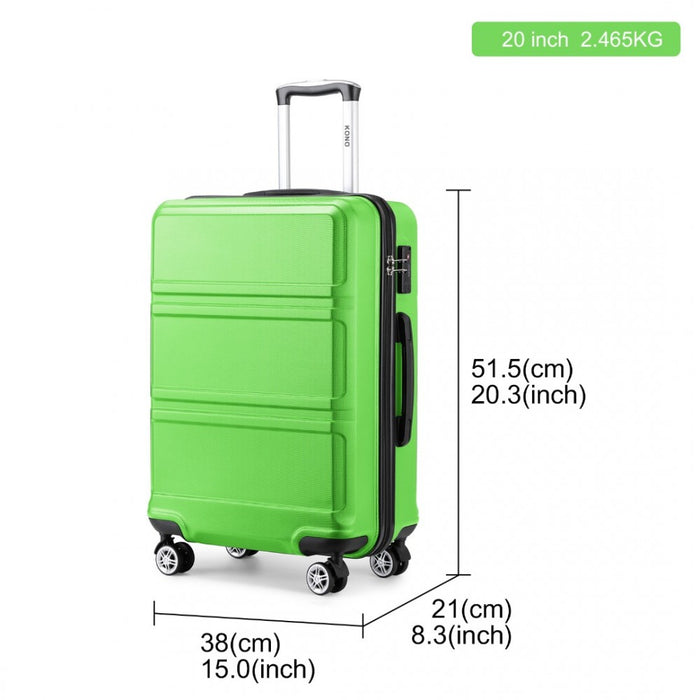 K1871-1L - Kono ABS 20 Inch Sculpted Horizontal Design Cabin Luggage - Green