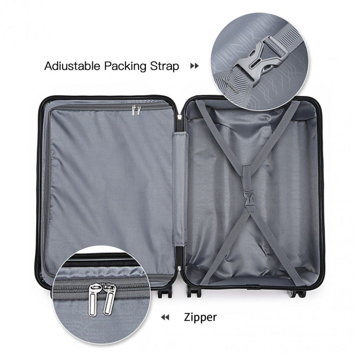 K1871-1L - Kono ABS Sculpted Horizontal Design 4 Pcs Suitcase Set With Vanity Case - Green