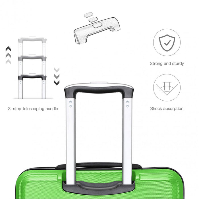 K1871-1L - Kono ABS Sculpted Horizontal Design 4 Pcs Suitcase Set With Vanity Case - Green