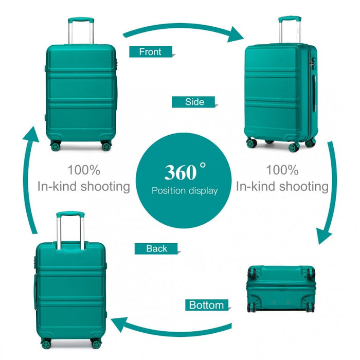 K1871-1L - Kono ABS 28 Inch Sculpted Horizontal Design Suitcase - Teal