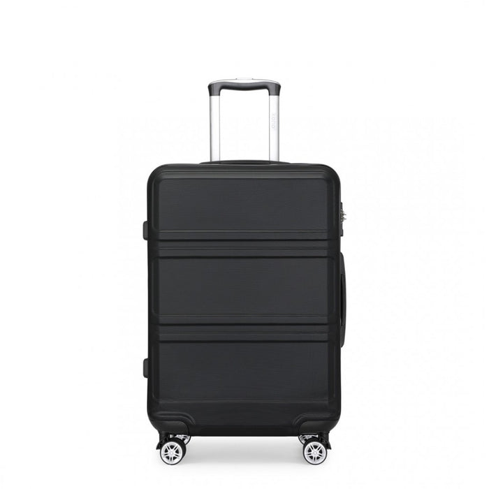 K1871-1L - Kono ABS 28 Inch Sculpted Horizontal Design Suitcase - Black