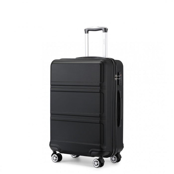 K1871-1L - Kono ABS 28 Inch Sculpted Horizontal Design Suitcase - Black