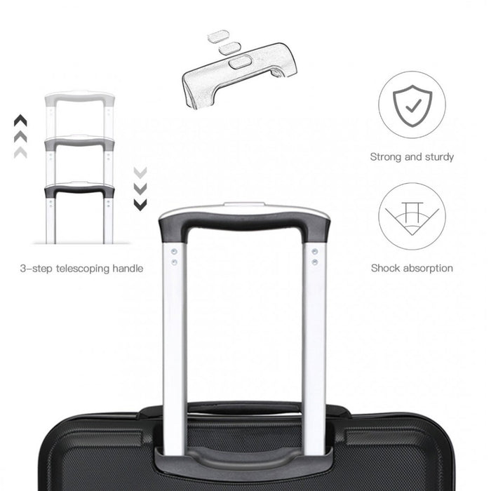 K1871-1L - Kono ABS 28 Inch Sculpted Horizontal Design Suitcase - Black