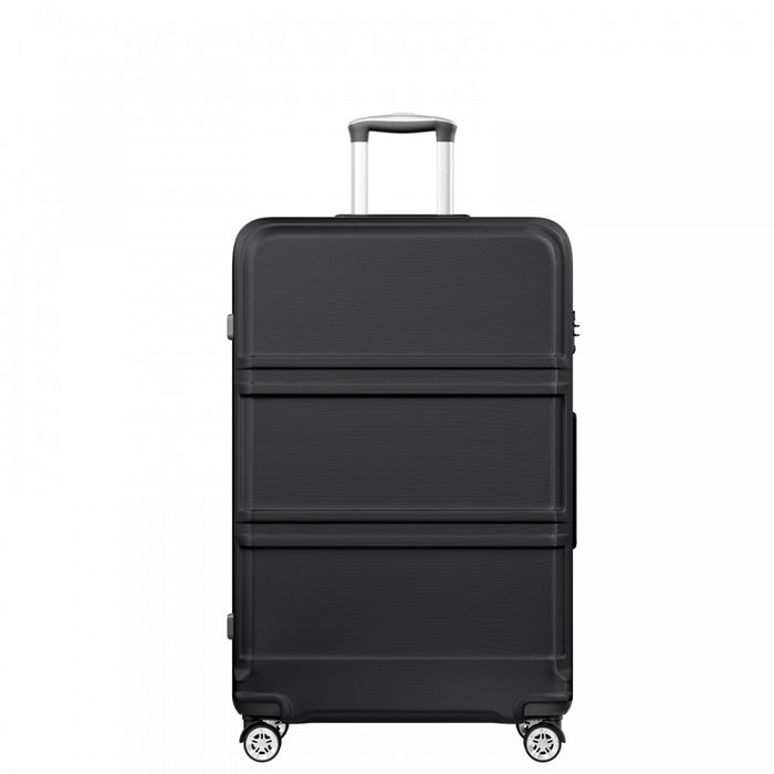 K1871-1L - Kono ABS+PC 32 Inch Extra-Large Suitcase, Sculpted Horizontal Design, Hard-Shell Wheeled Luggage with Telescopic Handle - Black