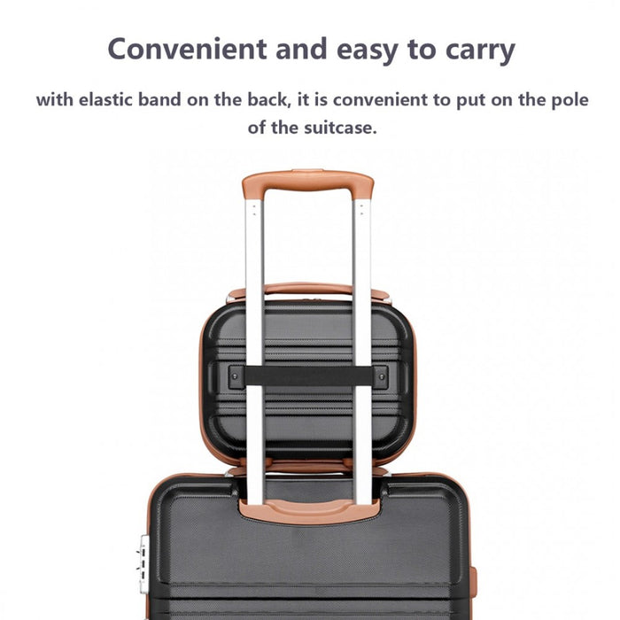 K1871-1L - Kono 12 Inch Lightweight Hard Shell ABS Vanity Case - Black And Brown