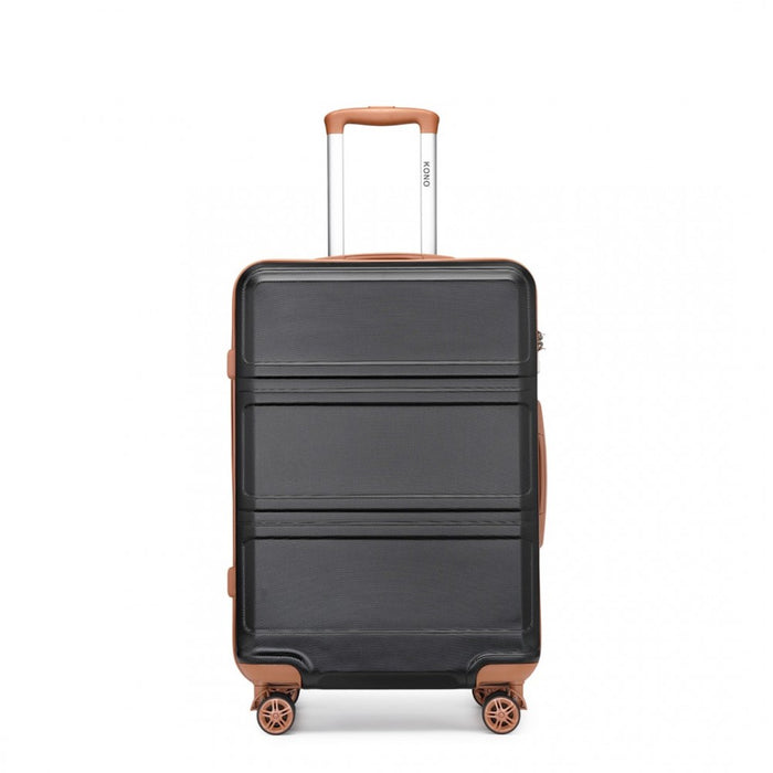 K1871-1L - Kono ABS 28 Inch Sculpted Horizontal Design Suitcase - Black And Brown