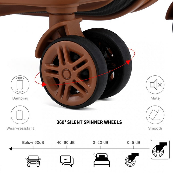 K1871-1L - Kono ABS 28 Inch Sculpted Horizontal Design Suitcase - Black And Brown