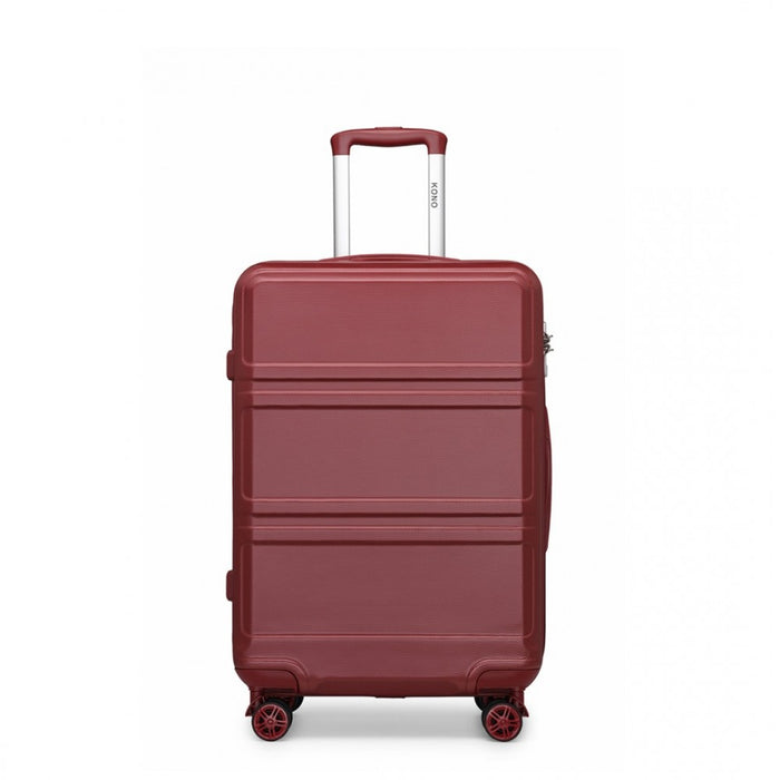 K1871-1L - Kono ABS 24 Inch Sculpted Horizontal Design Suitcase - Burgundy