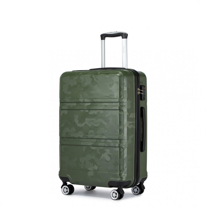 K1871-1L - Kono ABS 20 Inch Sculpted Horizontal Design Cabin Luggage - Camouflage Green And Black