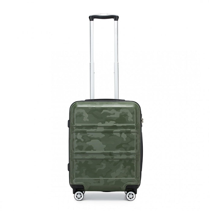 K1871-1L - Kono ABS 20 Inch Sculpted Horizontal Design Cabin Luggage - Camouflage Green And Black