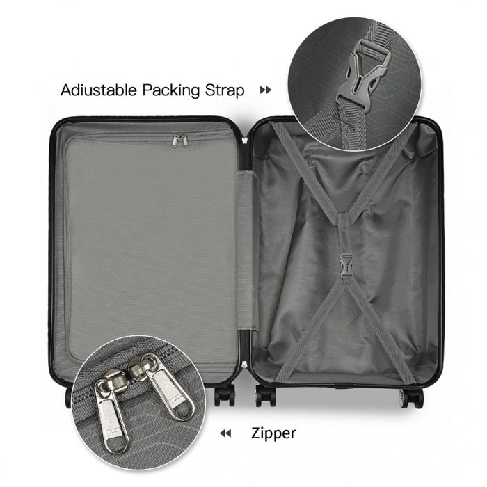 K1871-1L - Kono ABS 20 Inch Sculpted Horizontal Design Cabin Luggage - Camouflage Green And Black