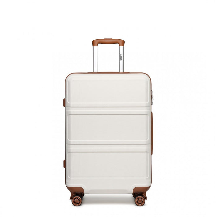 K1871-1L - Kono ABS 24 Inch Sculpted Horizontal Design Suitcase - Cream