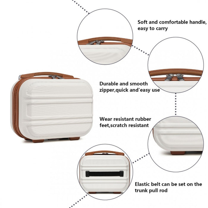 K1871-1L - Kono 12 Inch Lightweight Hard Shell ABS Vanity Case - Cream
