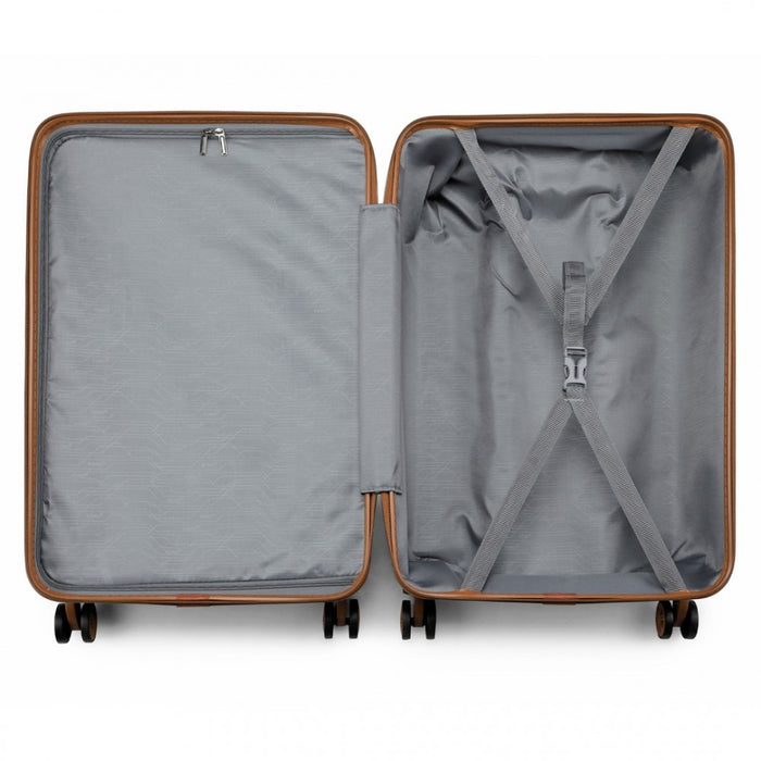 K1871-1L+EA2212 - Kono ABS 4 Wheel Suitcase Set With Vanity Case And Weekend Bag And Toiletry Bag - Cream