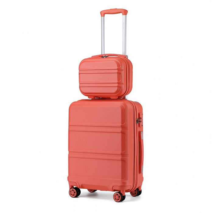 K1871-1L - Kono ABS 4 Wheel Suitcase Set with Vanity Case - Coral