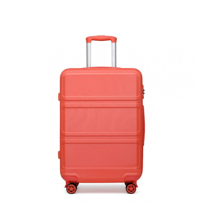 K1871-1L - Kono ABS 20 Inch Sculpted Horizontal Design Cabin Luggage - Coral