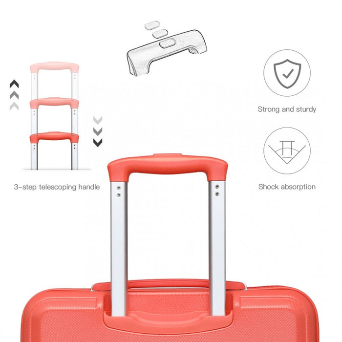 K1871-1L - Kono ABS 20 Inch Sculpted Horizontal Design Cabin Luggage - Coral