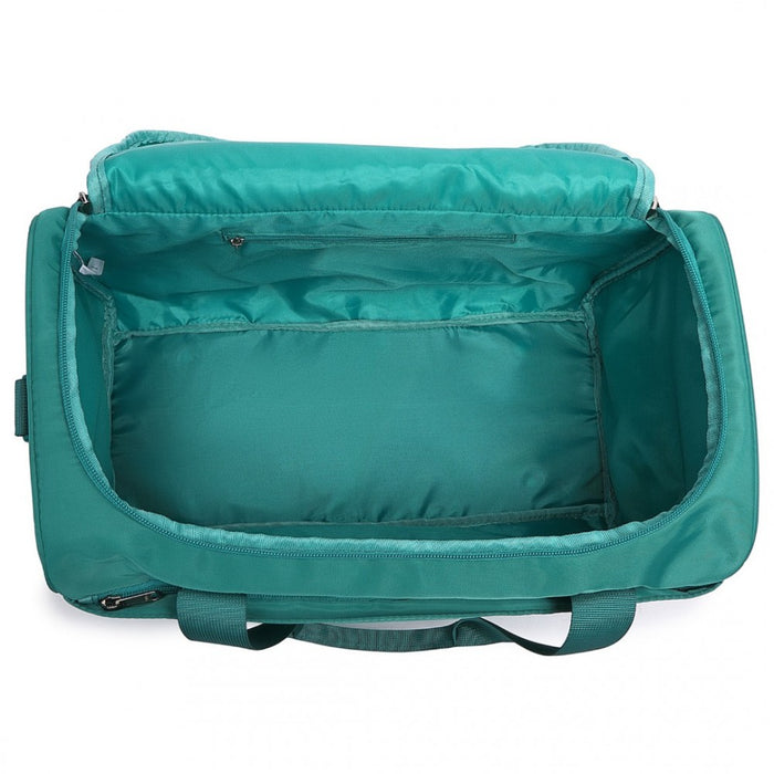 K1871-1L+EA2321 - Kono ABS 20 Inch Sculpted Horizontal Design 2 Piece Suitcase Set With Cabin Bag - Teal