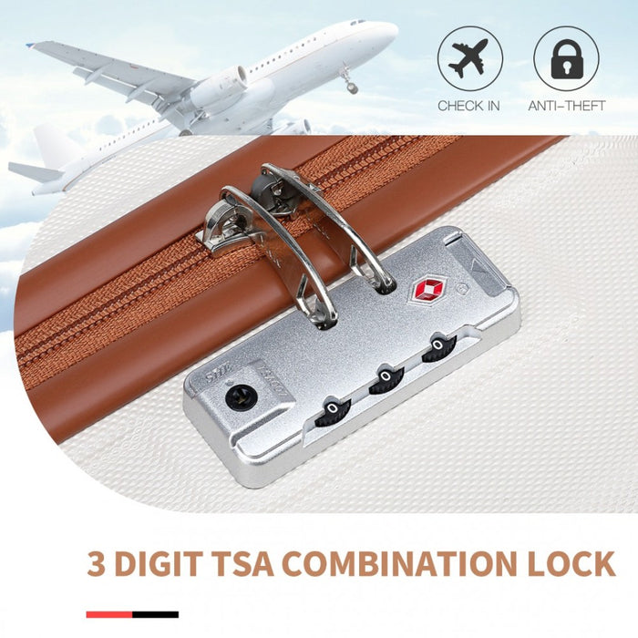 K1871-1L+EA2321 - Kono ABS 20 Inch Sculpted Horizontal Design 2 Piece Suitcase Set With Cabin Bag - Cream