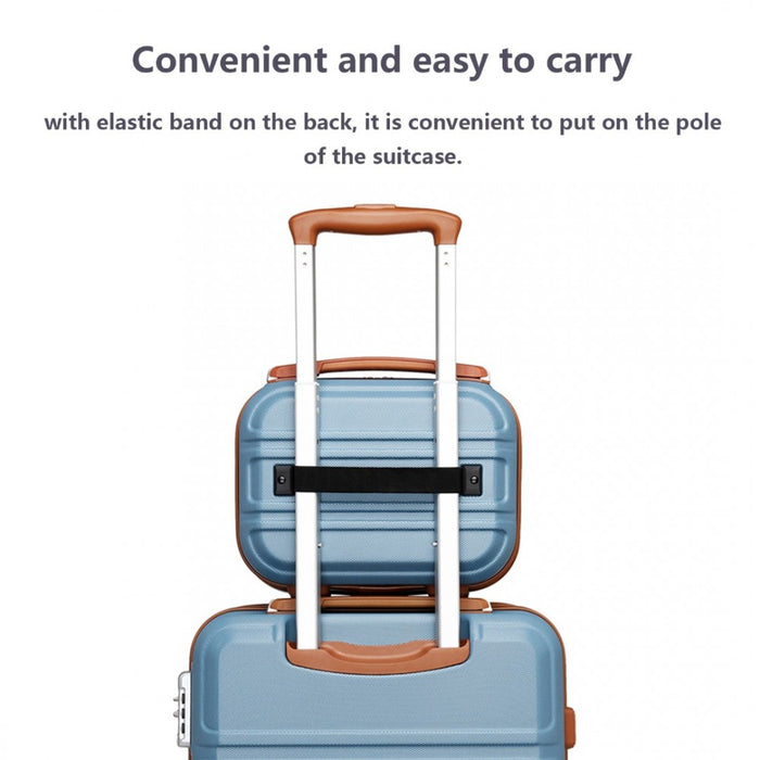 K1871-1L - Kono 12 Inch Lightweight Hard Shell ABS Vanity Case - Grayish Blue And Brown