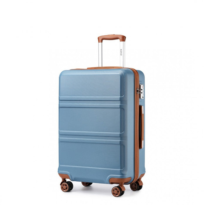 K1871-1L - Kono ABS 28 Inch Sculpted Horizontal Design Suitcase - Grayish Blue And Brown